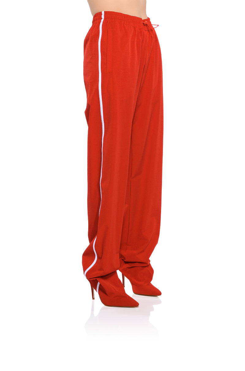 AZALEA WANG BOOT TRACK PANT IN SAGE RED