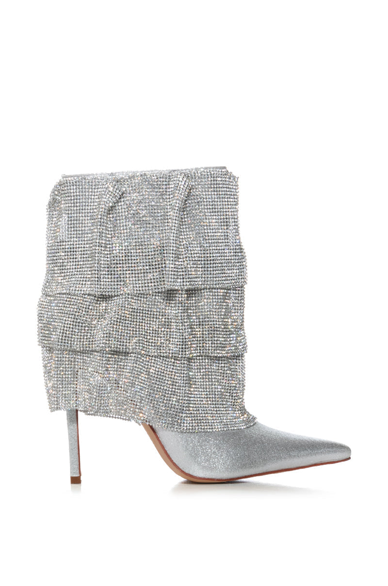 AZALEA WANG CHILTON SILVER CHAIN MAIL DRAPE BOOTIE