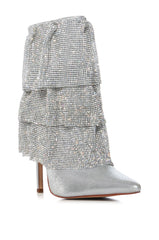 AZALEA WANG CHILTON SILVER CHAIN MAIL DRAPE BOOTIE