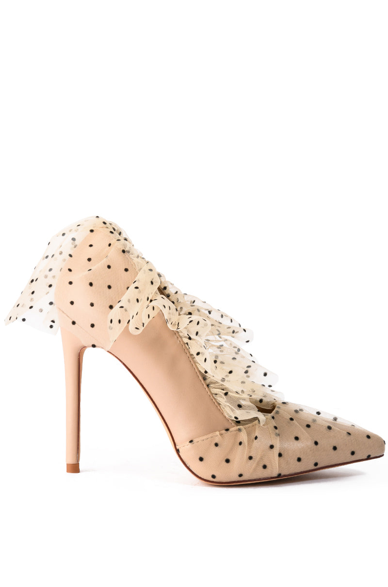 AZALEA WANG DISCREET TULLE POLKA DOT PUMP IN NUDE
