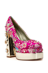 AZALEA WANG GEMMA SATIN EMBELLISHED PUMP IN PINK