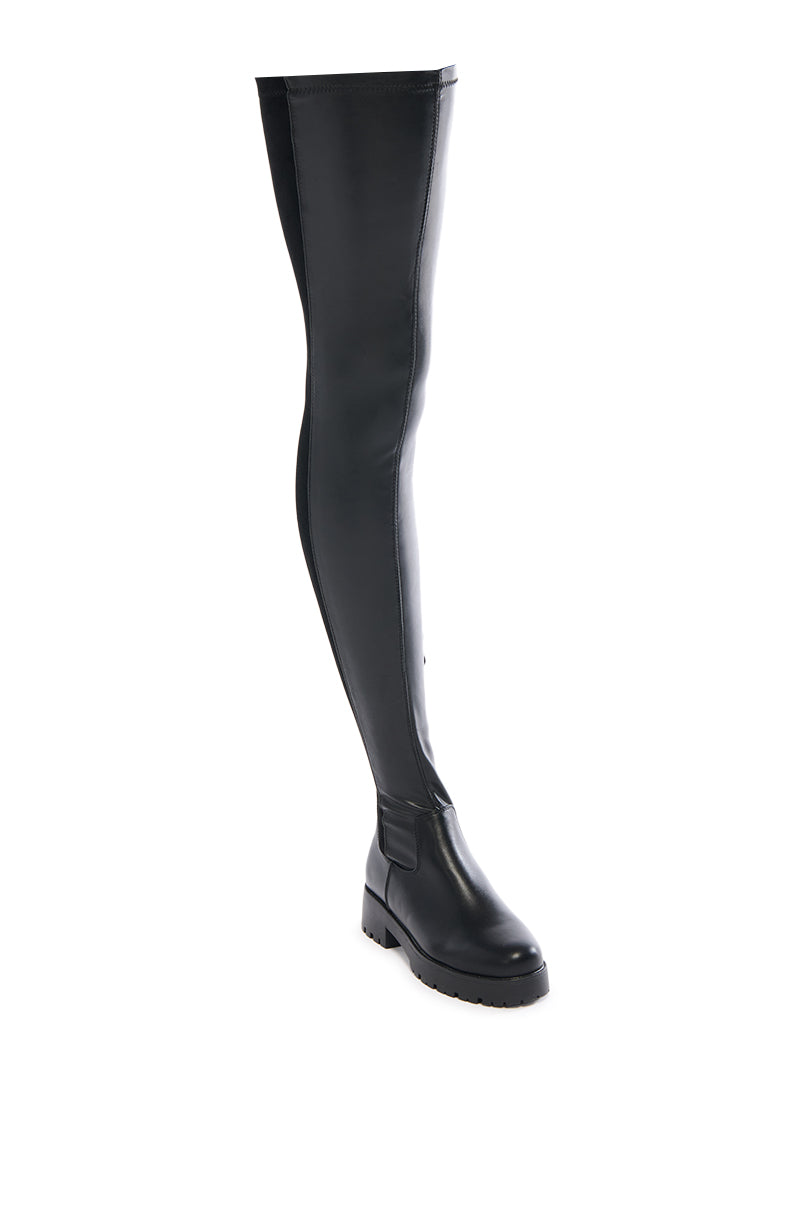 AZALEA WANG HAYDEE BLACK OVER THE KNEE SUEDE AND PU BOOT