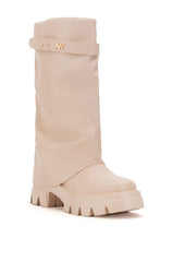 AZALEA WANG JET FOLD OVER FLATFORM BOOT IN BONE