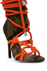 AZALEA WANG JOANNA STRAPPY CAMO SANDAL