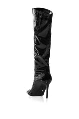 AZALEA WANG LAPPEN BLACK PATENT BOOT