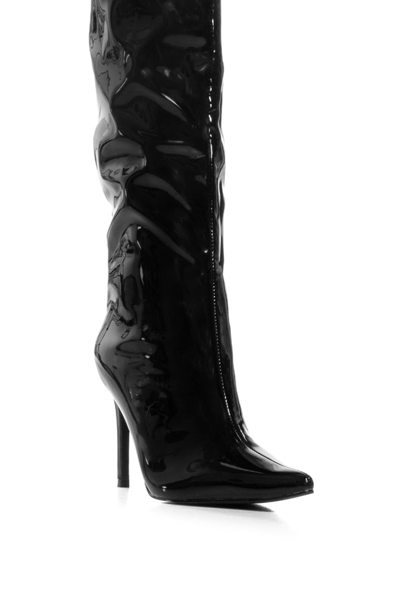 AZALEA WANG LAPPEN BLACK PATENT BOOT