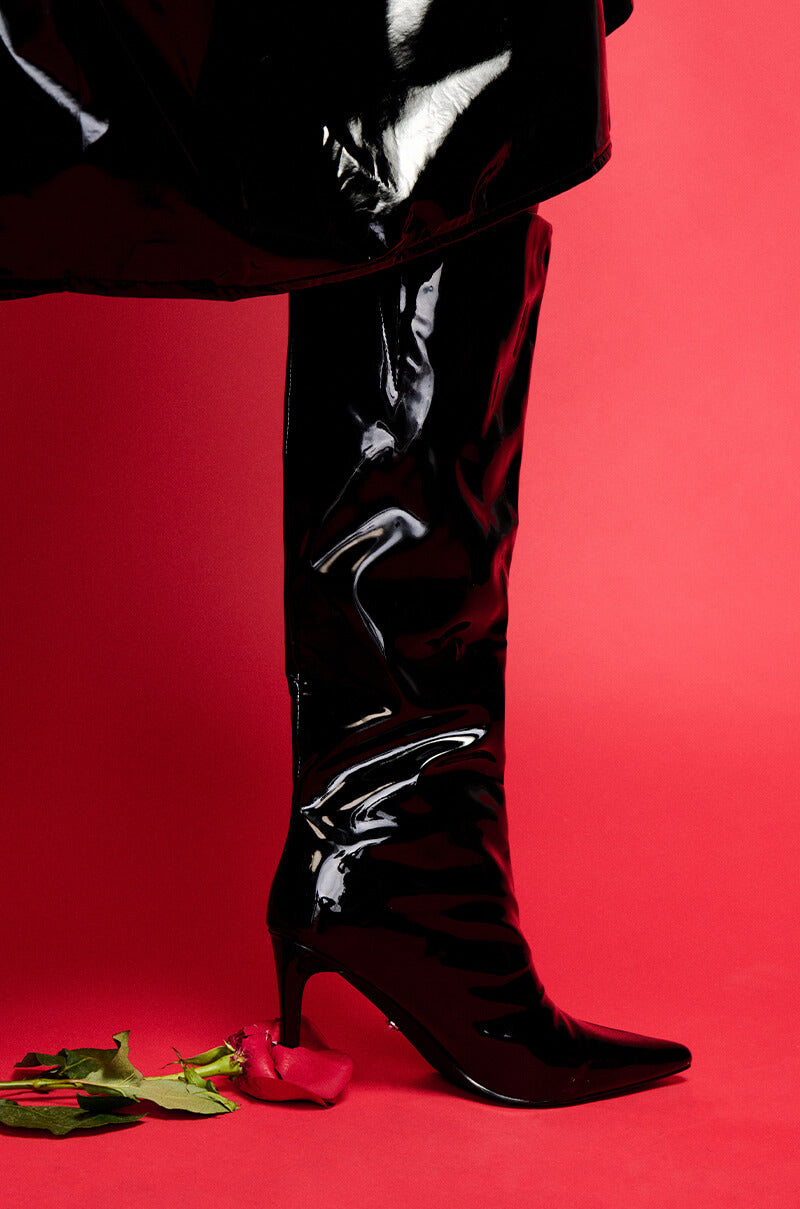 AZALEA WANG LAPPEN BLACK PATENT BOOT