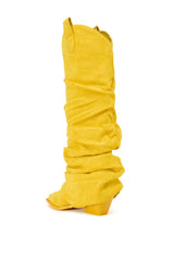 AZALEA WANG LETTICE FAUX SUEDE WESTERN BOOT IN YELLOW