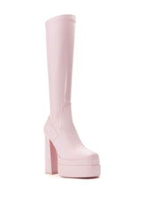 AZALEA WANG MAXINE CHUNKY STRETCH BOOTIE IN PINK