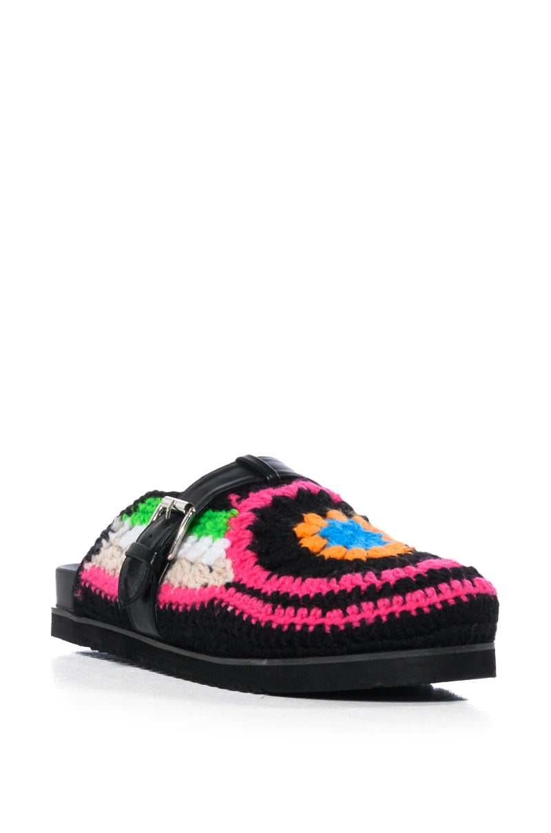 AZALEA WANG MURPHY CROCHET LOAFER IN BLACK MULTI