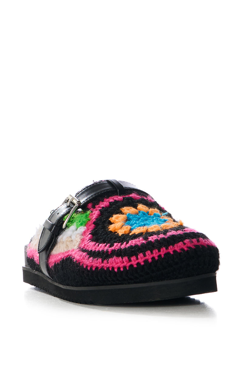 AZALEA WANG MURPHY CROCHET LOAFER IN BLACK MULTI