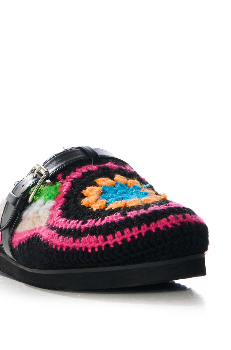 AZALEA WANG MURPHY CROCHET LOAFER IN BLACK MULTI