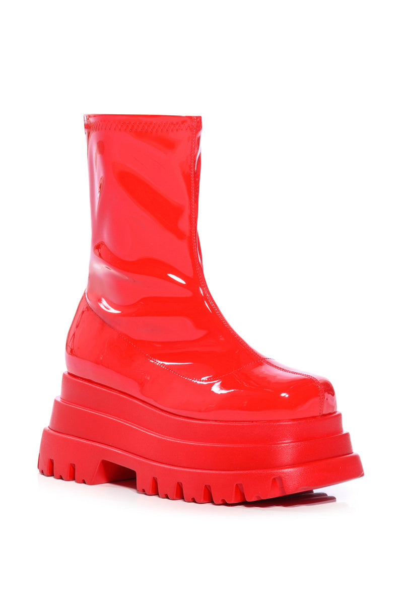 AZALEA WANG RUSH PATENT FLATFROM BOOT IN RED