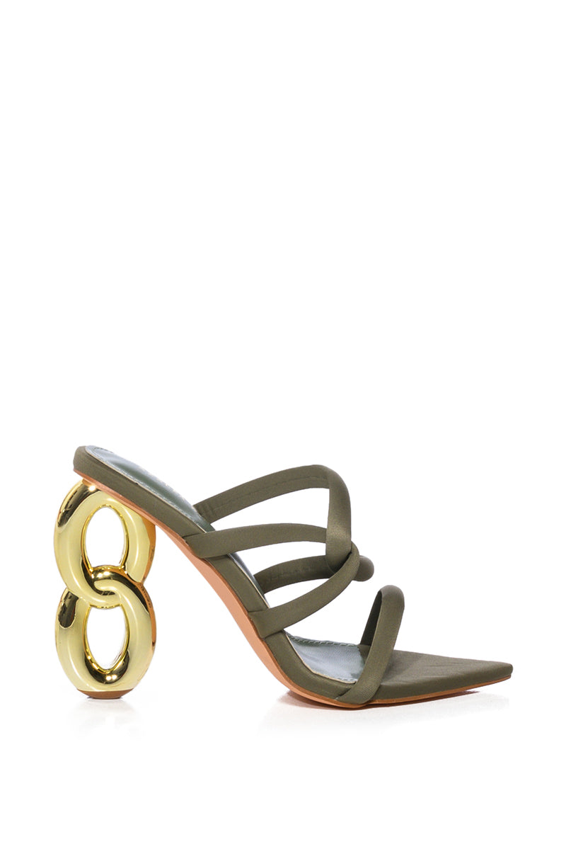AZALEA WANG YAMKA GREEN NOVELTY GOLD CHAIN HEEL SANDAL