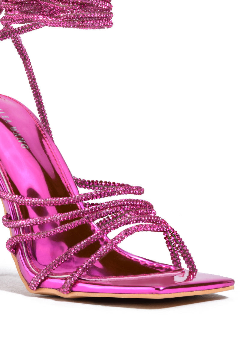 AZALEA WANG STATION SEXY TIE UP STILETTO SANDAL IN PINK