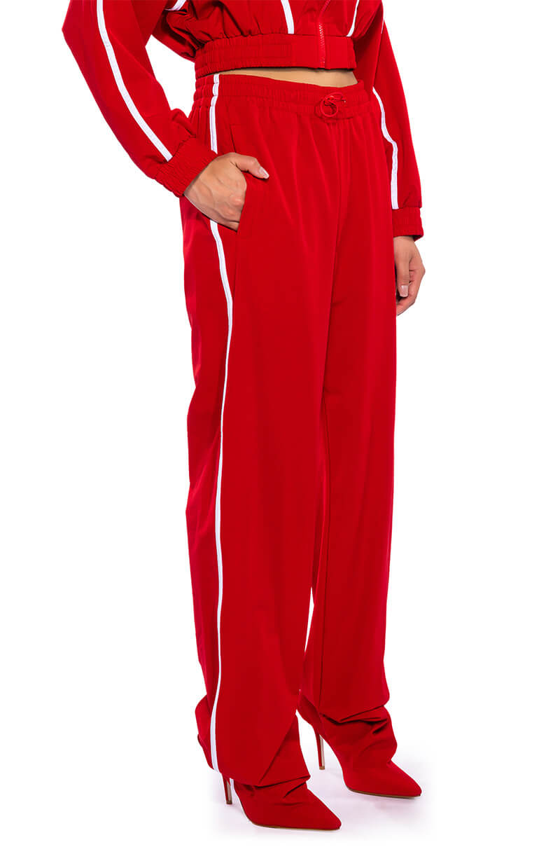 AZALEA WANG BOOT TRACK PANT IN SAGE RED