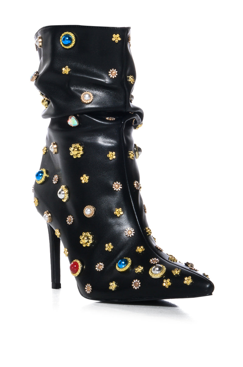 AZALEA WANG WENZLER EMBELLISHED BOOTIE IN BLACK