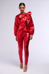 BIG BOOTY WINNIN HIGH WAIST FAUX LEATHER PANT IN RED