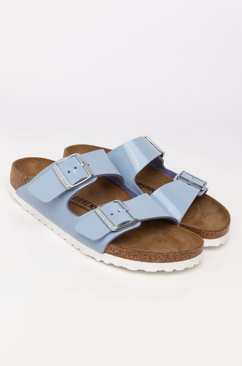 BIRKENSTOCK ARIZONA DOVE BLUE PATENT BIRKO-FLOR SANDAL