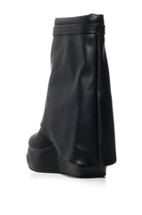 BROOK BLACK PU FOLD OVER BOOTIE