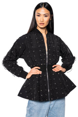 EYE KNEW IT CINCHED BOMBER JACKET