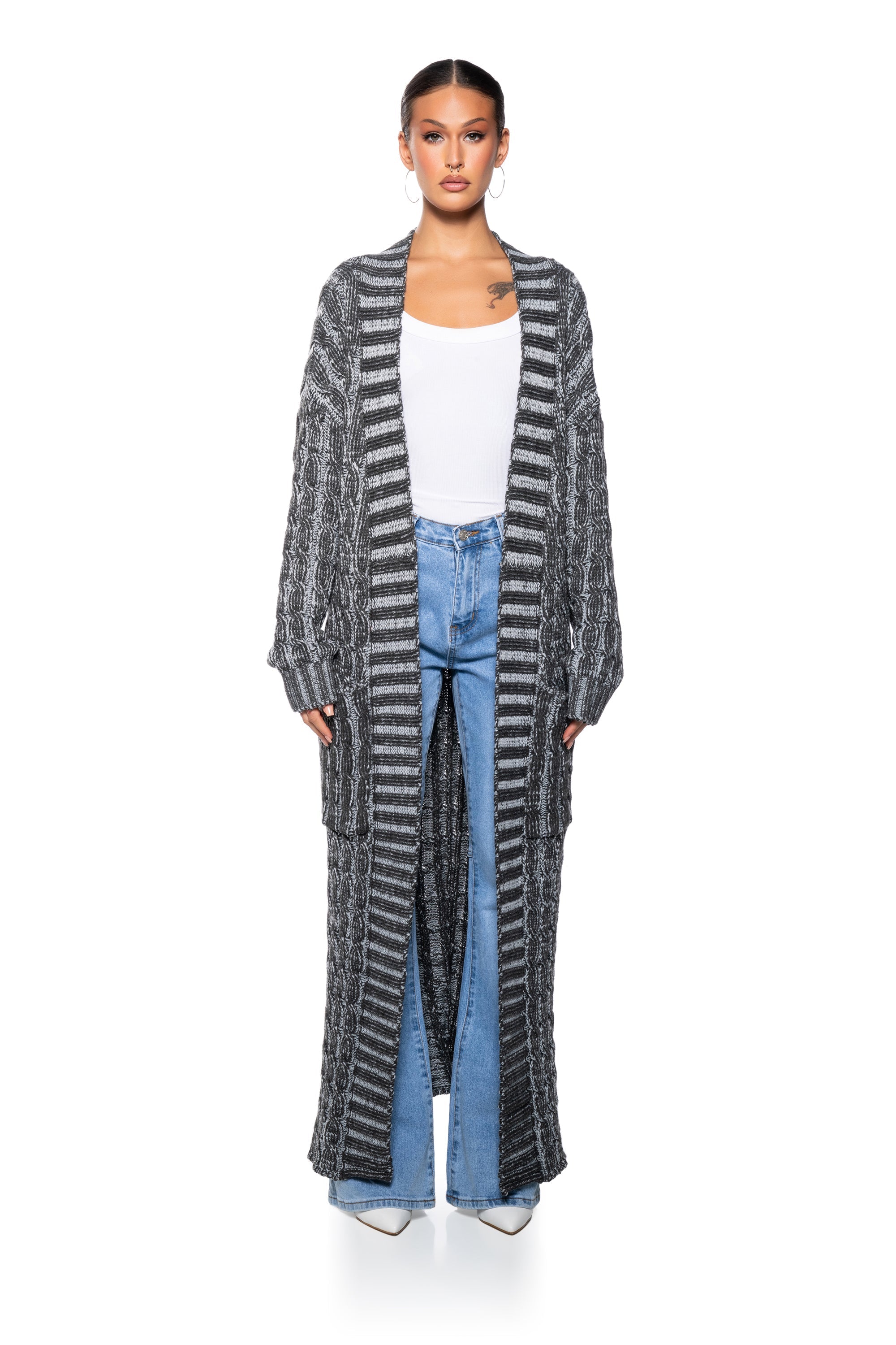 FOR THE LONG NIGHTS KNIT EXTRA LONG CARDIGAN
