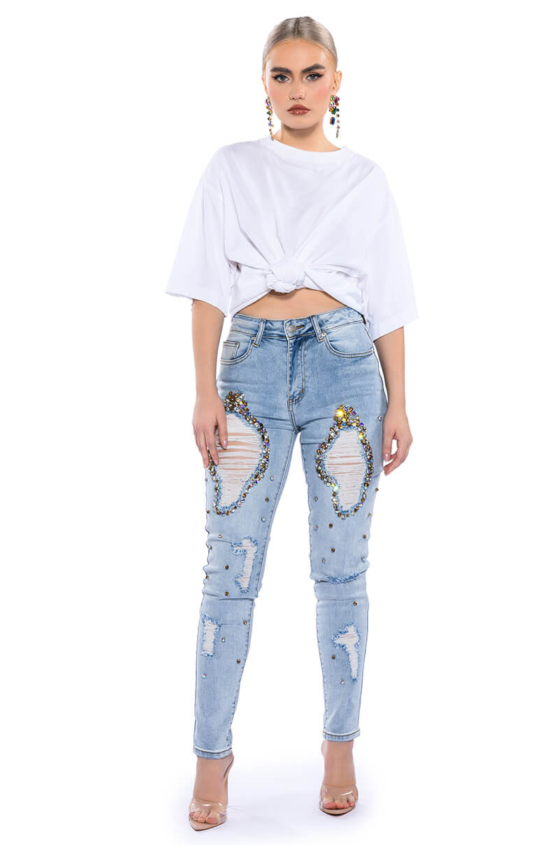 GLAMOUR RHINESTONE SKINNY JEANS