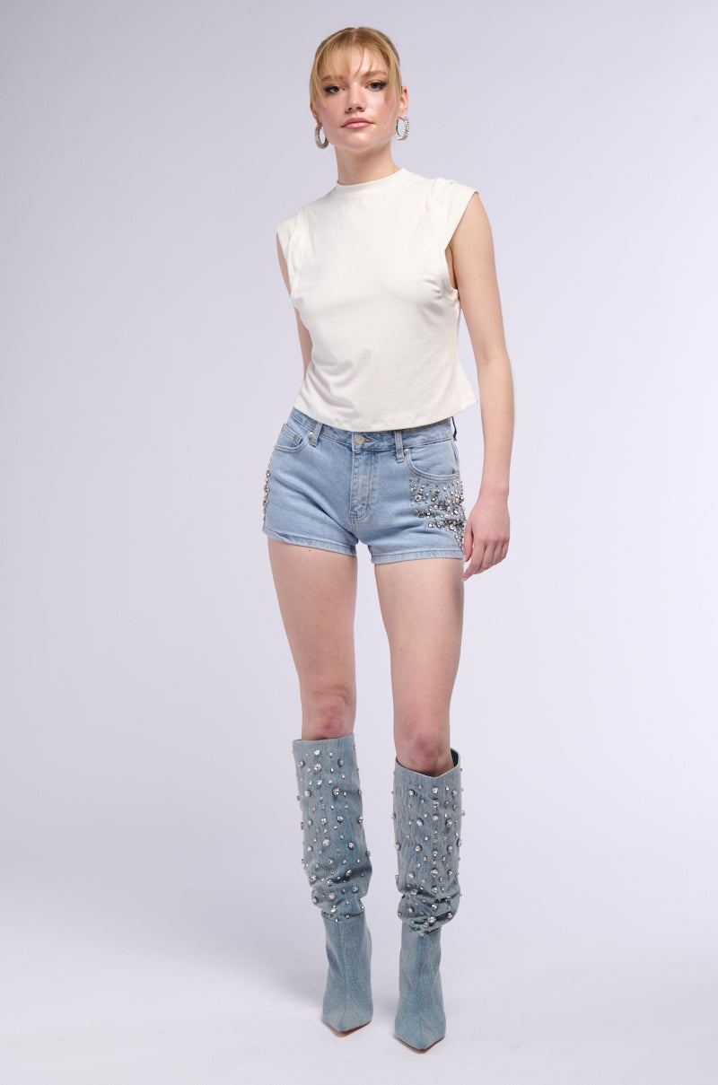 KARA EMBELLISHED DENIM SHORT