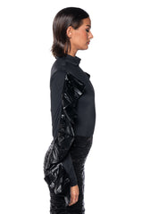 LOST IN TRANSLATION LONG SLEEVE STRETCH MOCK NECK TOP