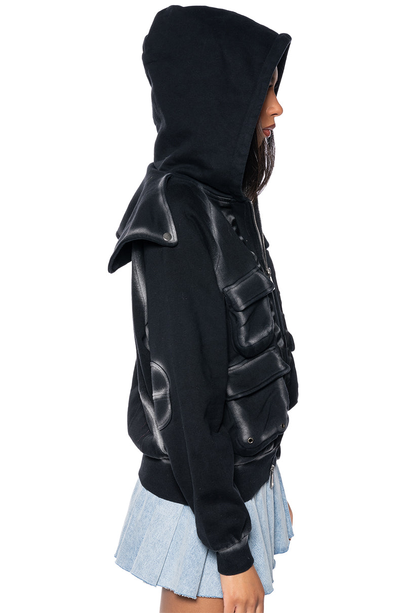 OUT OF THIS WORLD LONG SLEEVE ZIP UP HOODIE