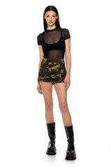 PAXTON SHORT SLEEVE MESH BODYSUIT IN BLACK