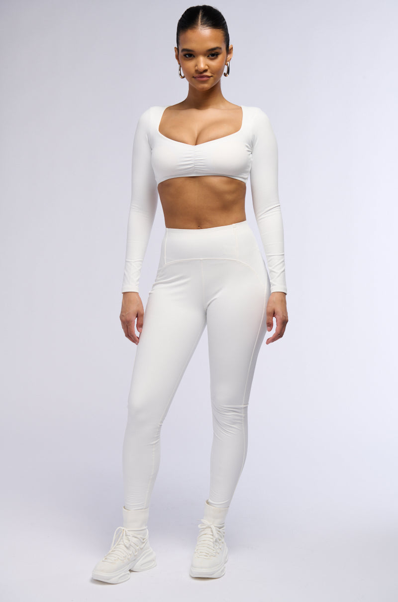 RIO FAUX LEATHER HIGH RISE LEGGING IN WHITE
