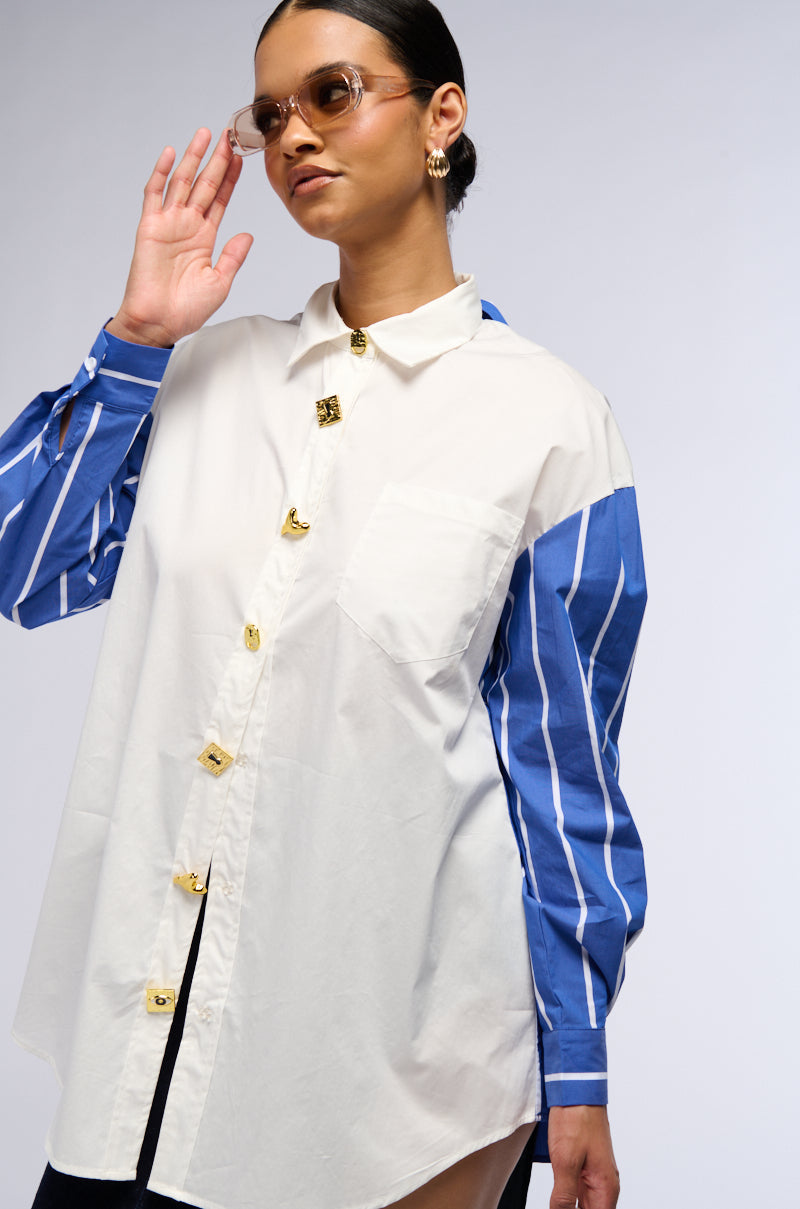 STOP & STARE REVERSIBLE BUTTON DOWN POPLIN SHIRT