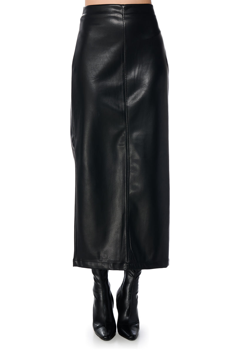 TOP TIER GIRL FAUX LEATHER MAXI SKIRT