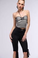 USED TO LOVE YOU STRIPED HALTER TOP