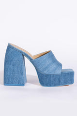CHUNKY SLIP ON MULE IN DENIM